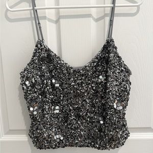 Express Sequin Crop Top